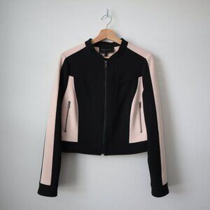 BCBG Hugo Structured Color Block Moto Jacket | M